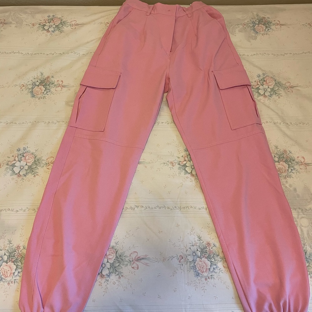 Pink Bershka cargo pants